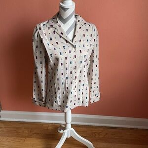 Vintage Jerrie Lurie Collectibles Patterned Blouse with Collar